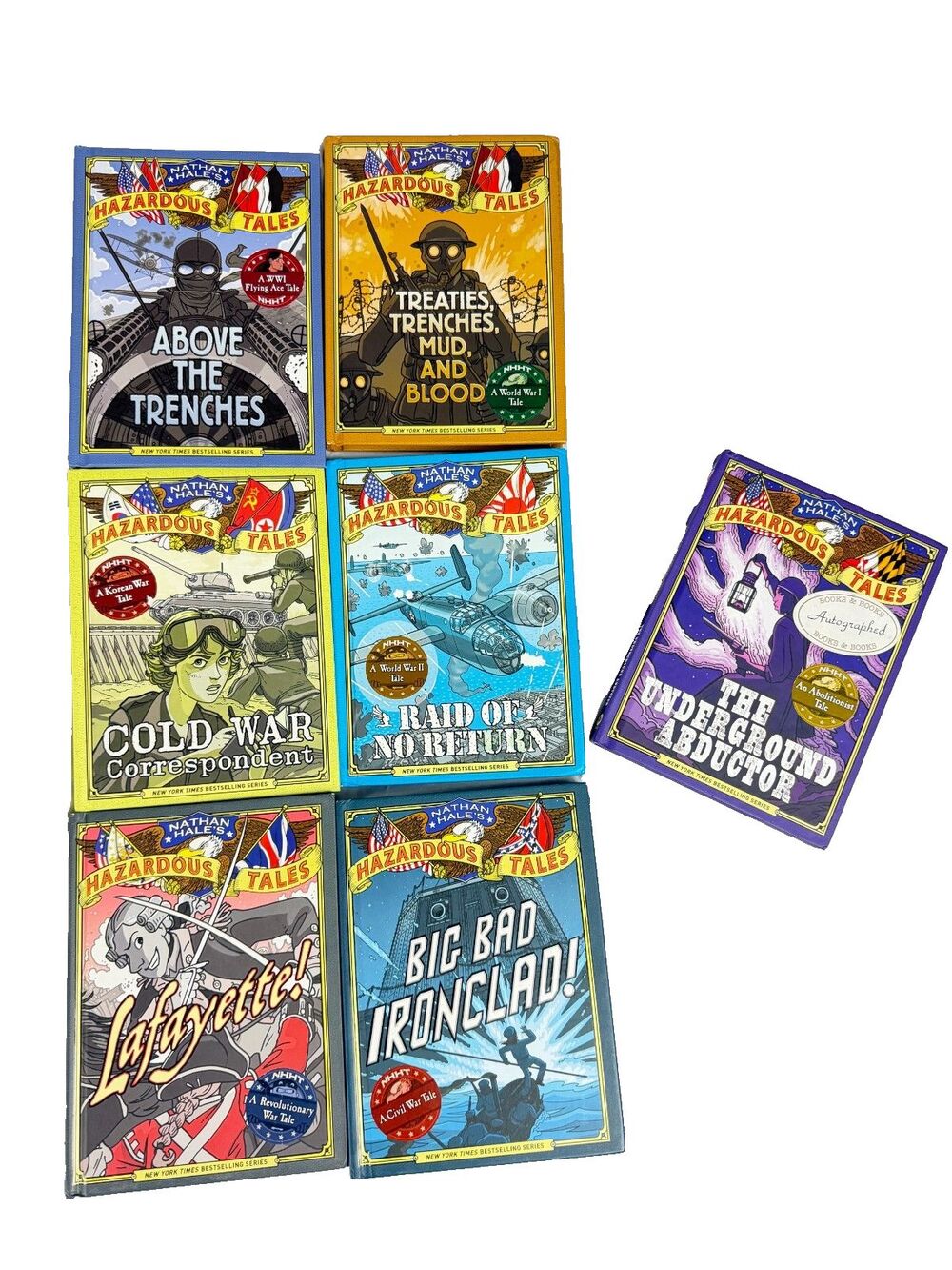 Nathan Hale’s Hazardous Tales 7 Book Lot Hardcover set + Signed Autographed Copy